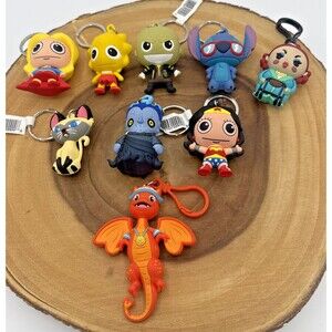 Mixed Lot Of Various Character Key Chains Stitch, Lisa Simpson, Marvel Lot Of 9